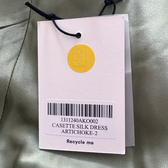 Reformation Casette Silk Dress in Artichoke - Picture 9 of 11